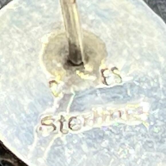 Vintage Sterling Silver Blue Lapis Lazuli Oval Stud Earrings Rope Border Signed - Picture 7 of 15